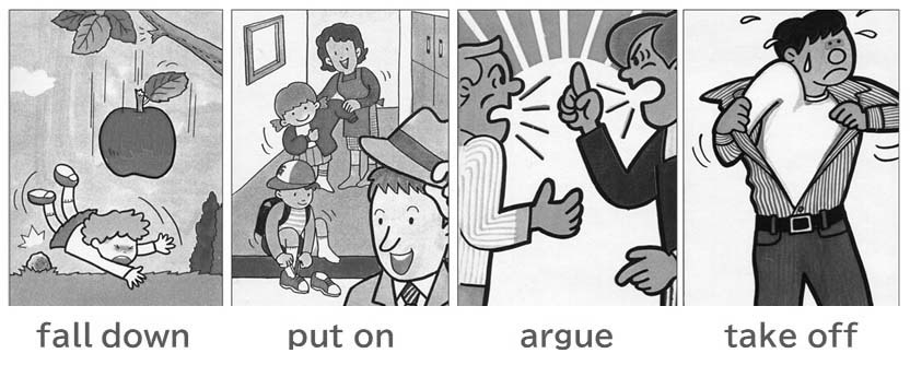 大人の生徒向け問題用画像・・・動詞カードのイラスト一覧